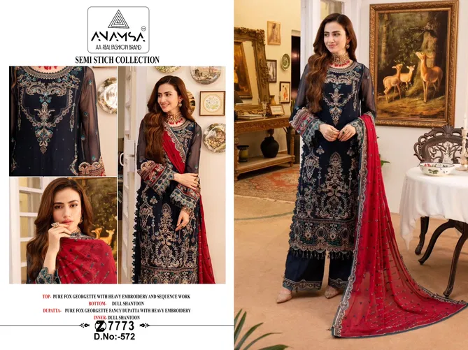 Anamsa 572 Faux Georgette Embroidery Pakistani Suit Wholesale Shop in Surat
